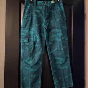 Anthropologie Teal Camo Cargo Pants